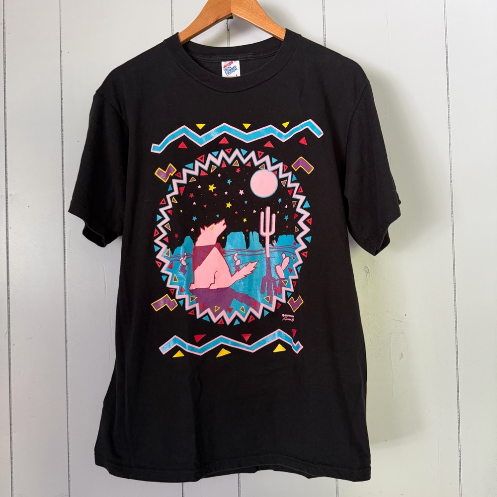 Vintage 1995 Morning Sun New Mexico Aztec Destination Black T Shirt Adult Size L